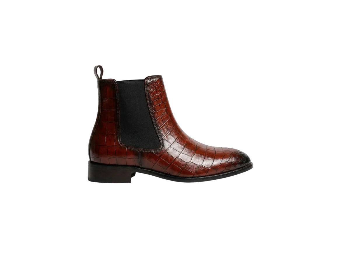 Brown Croco Leather Chelsea
