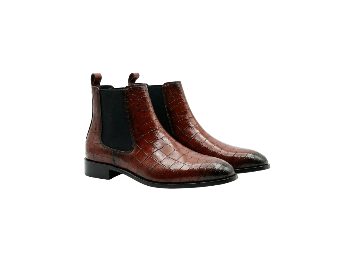 Brown Croco Leather Chelsea