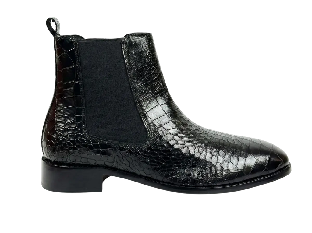 Black Croco Chelsea Loafers