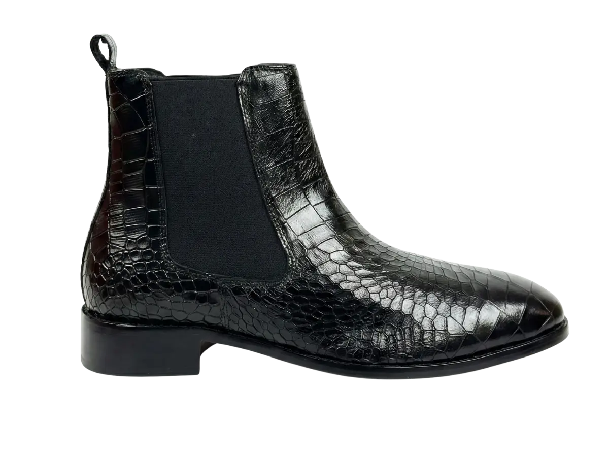 Black Croco Chelsea Loafers