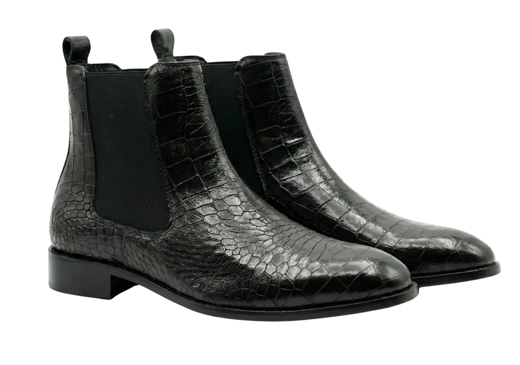 Black Croco Chelsea Loafers