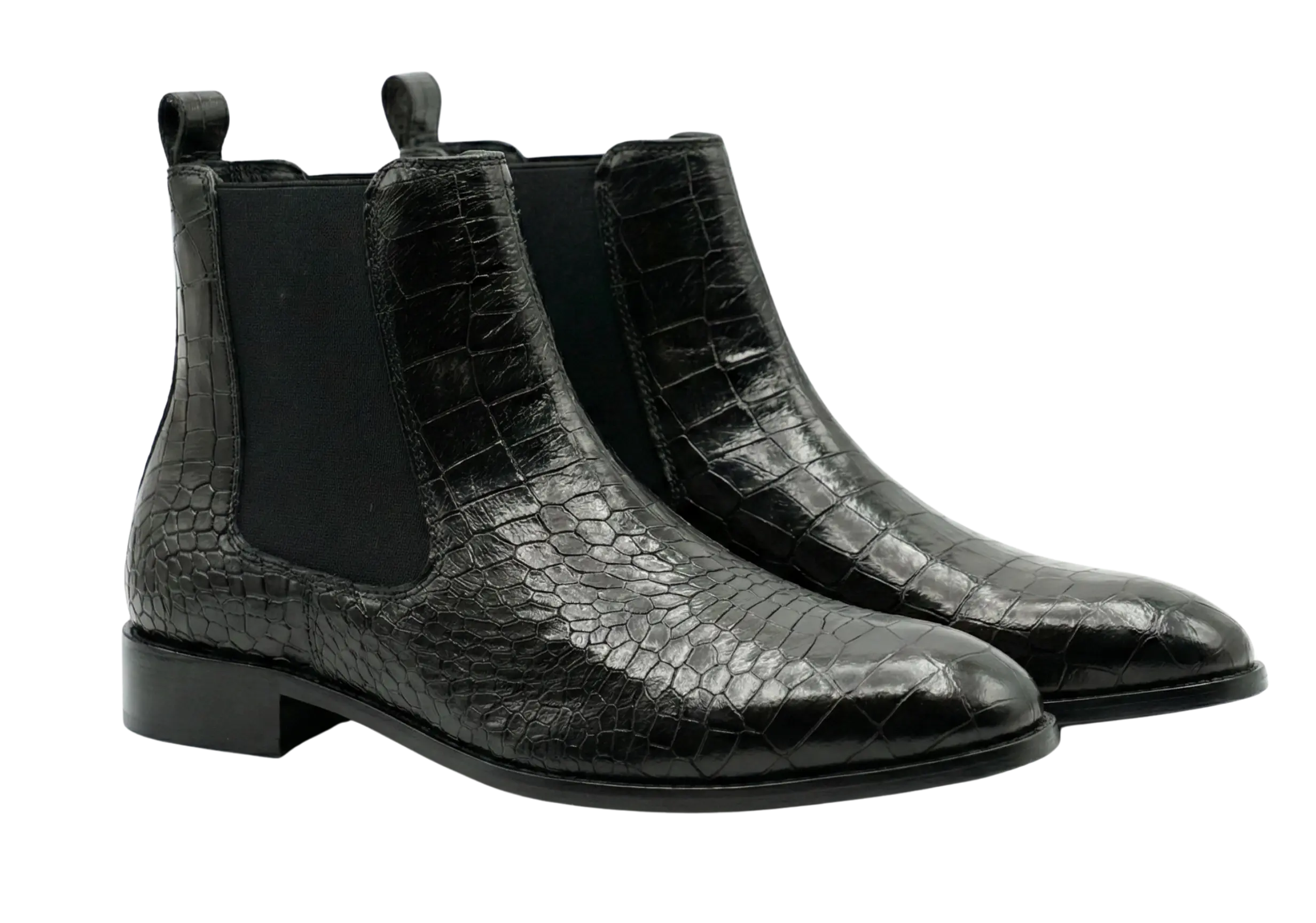 Black Croco Chelsea Loafers