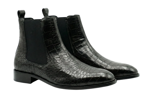 Black Croco Chelsea Loafers