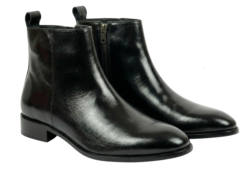Black Softy Zipper Chelsea Loafers