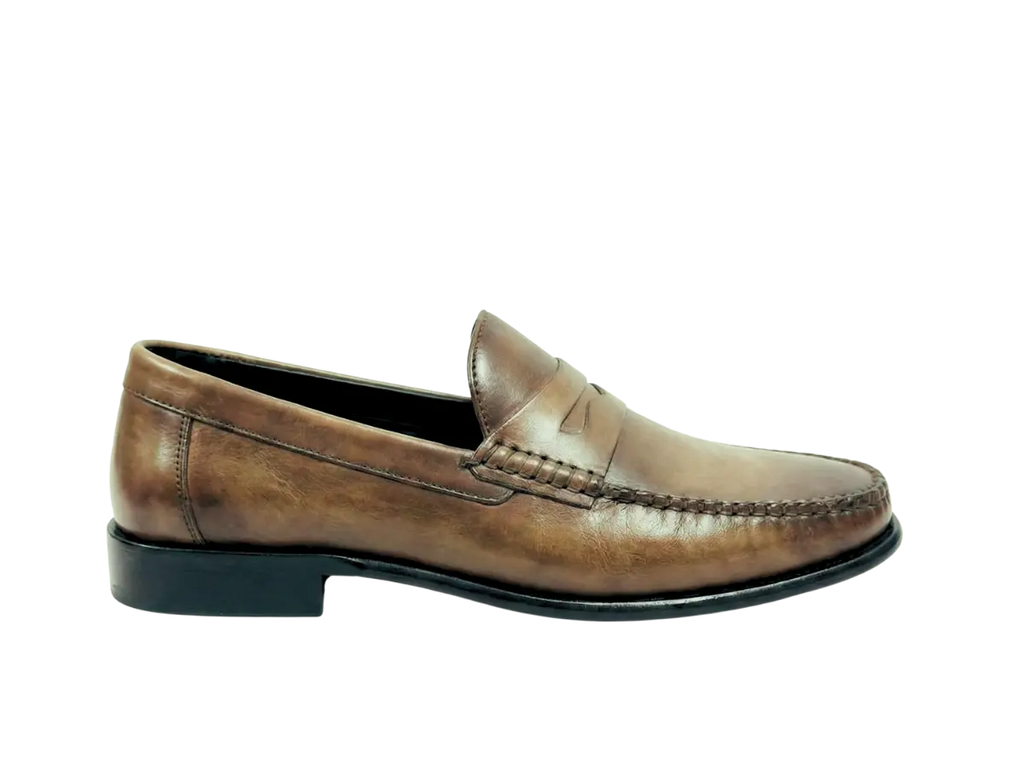 Tan Brown Handpainted Moccasin Loafers