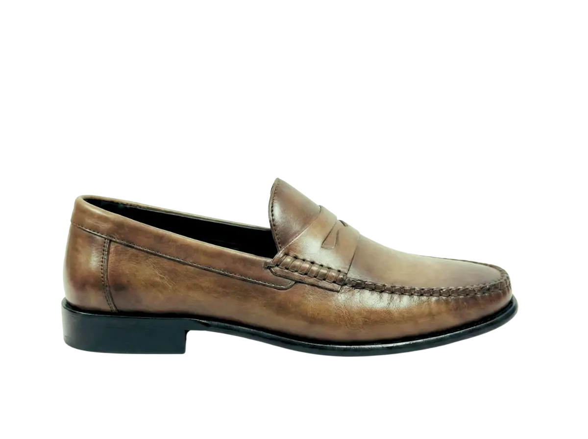 Tan Brown Handpainted Moccasin Loafers