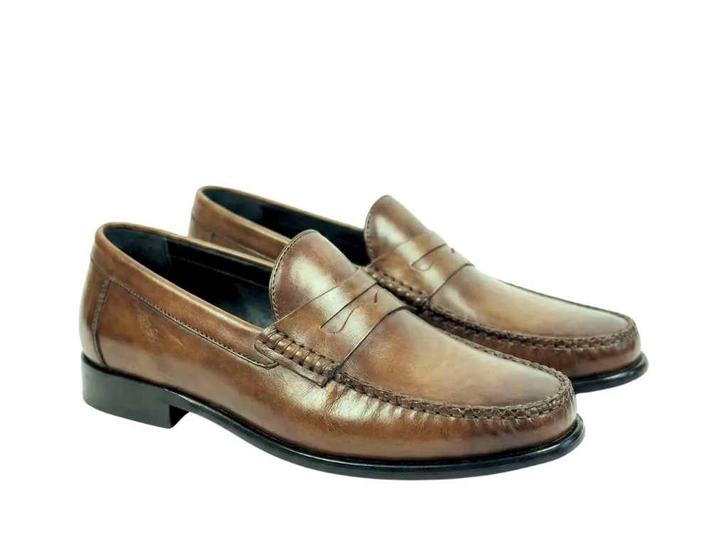 Tan Brown Handpainted Moccasin Loafers