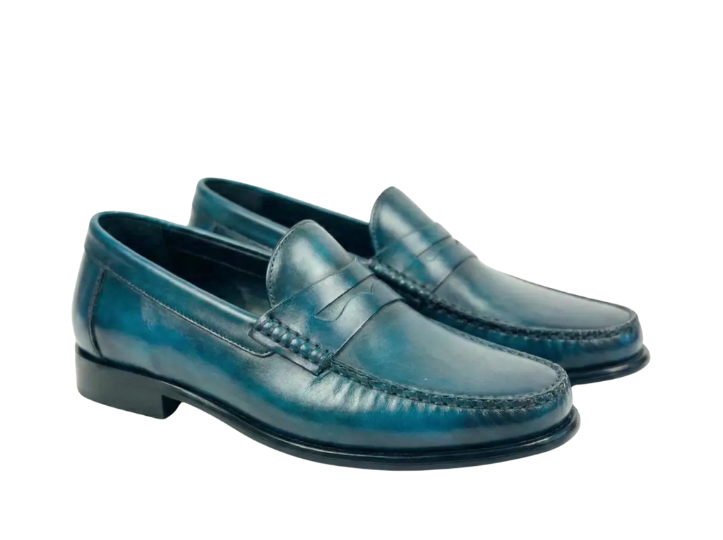 Ocean blue Handpainted Mocassin Loafers