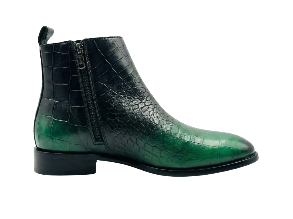 Green Croco Handpainted Chelsea Loafers
