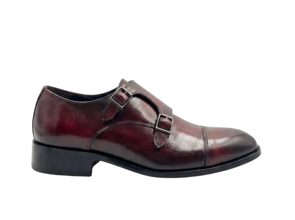 Cherry Double Monk Strap Handpainted - Loafers