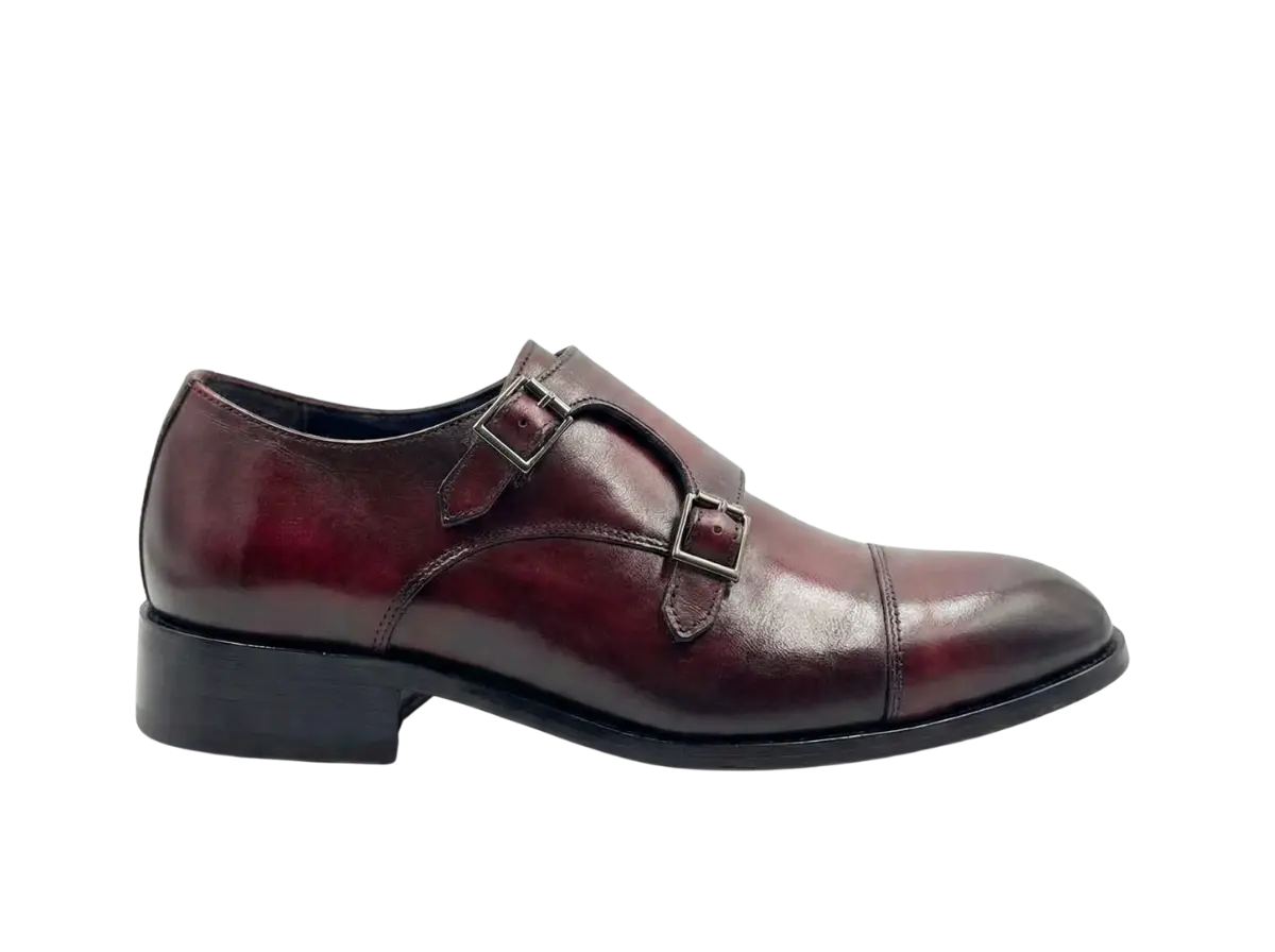 Cherry Double Monk Strap Handpainted - Loafers