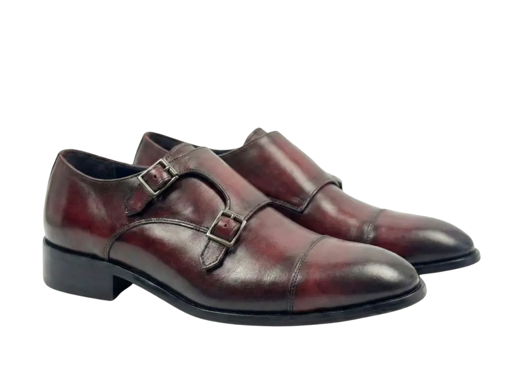 Cherry Double Monk Strap Handpainted - Loafers