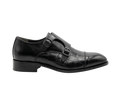 Black Croco Double Monk Strap The Loafers