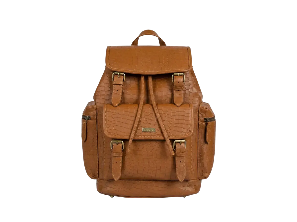 Camel Croco Bagpack Loafers