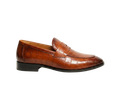 Tan Luxe Croco Print Loafers Loafers