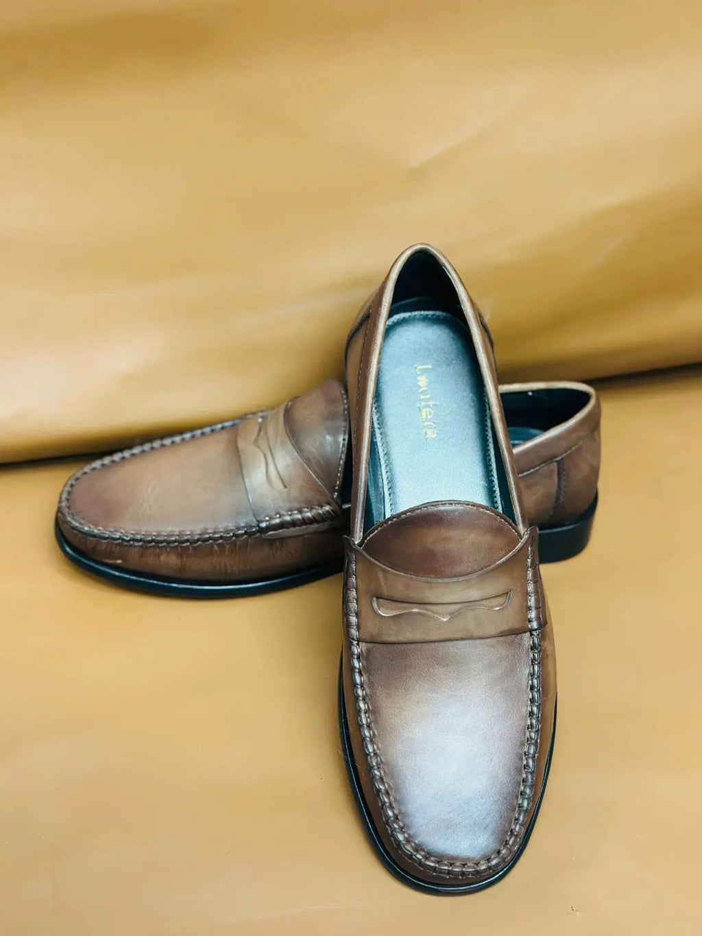 Tan Brown Handpainted Moccasin Loafers