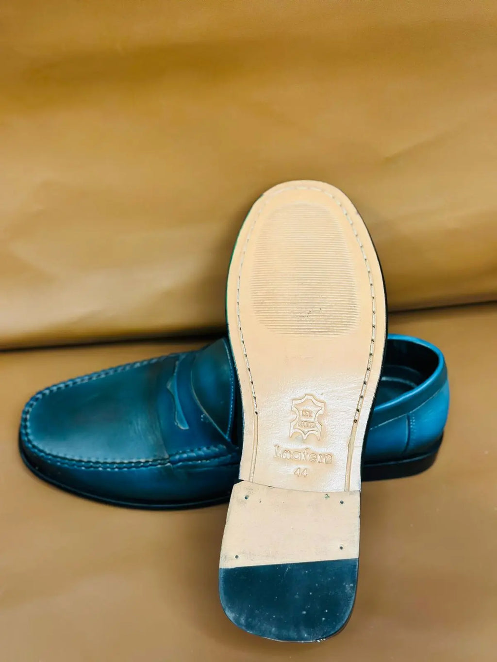 Ocean blue Handpainted Mocassin Loafers