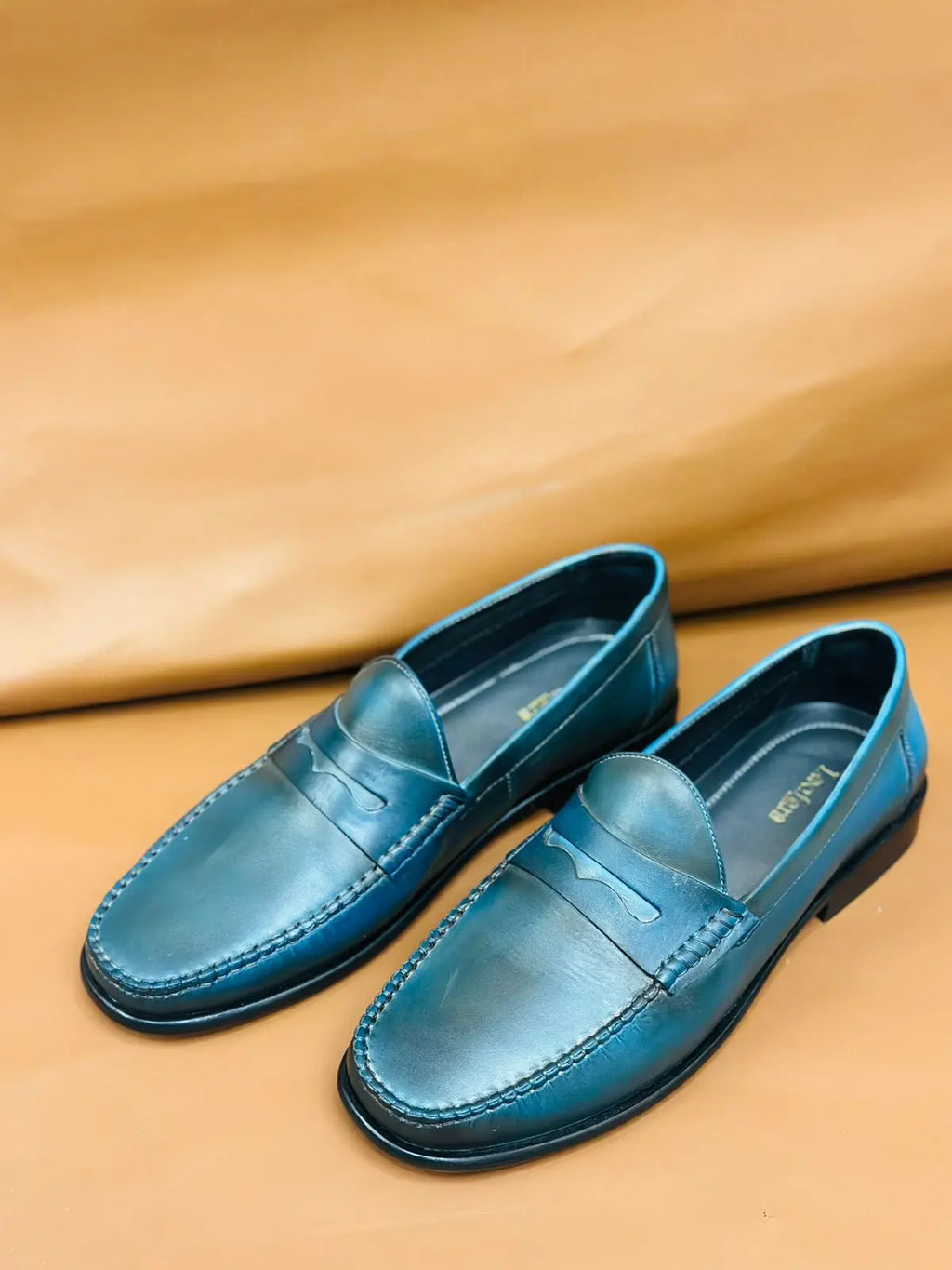 Ocean blue Handpainted Mocassin Loafers
