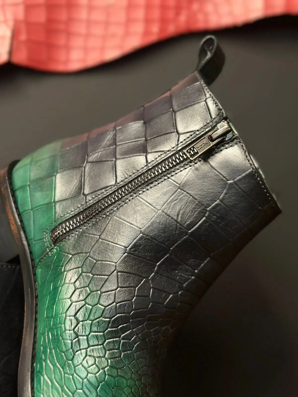 Green Croco Handpainted Chelsea Loafers