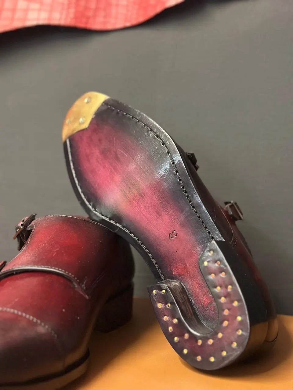 Cherry Double Monk Strap Handpainted - Loafers