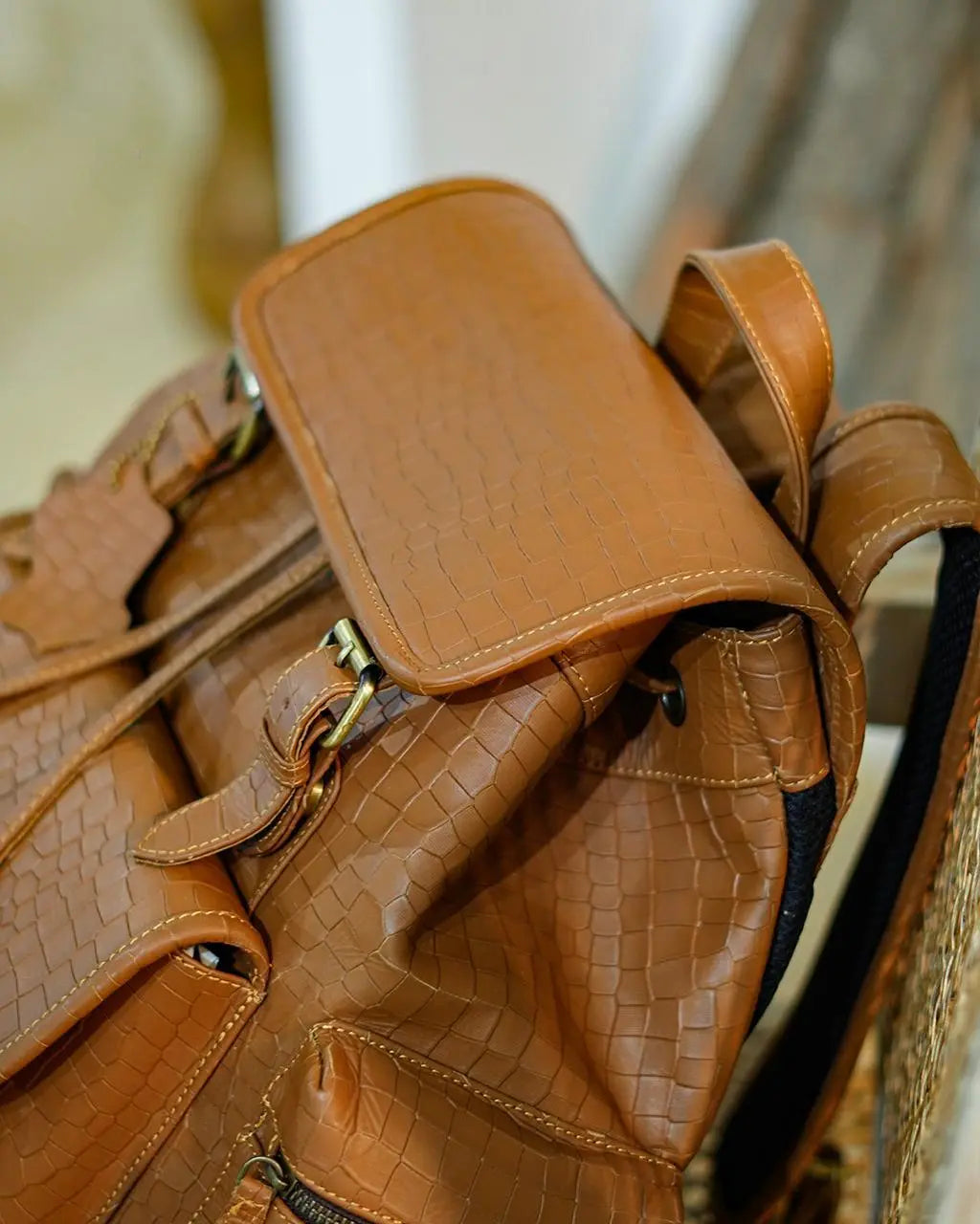 Camel Croco Bagpack Loafers