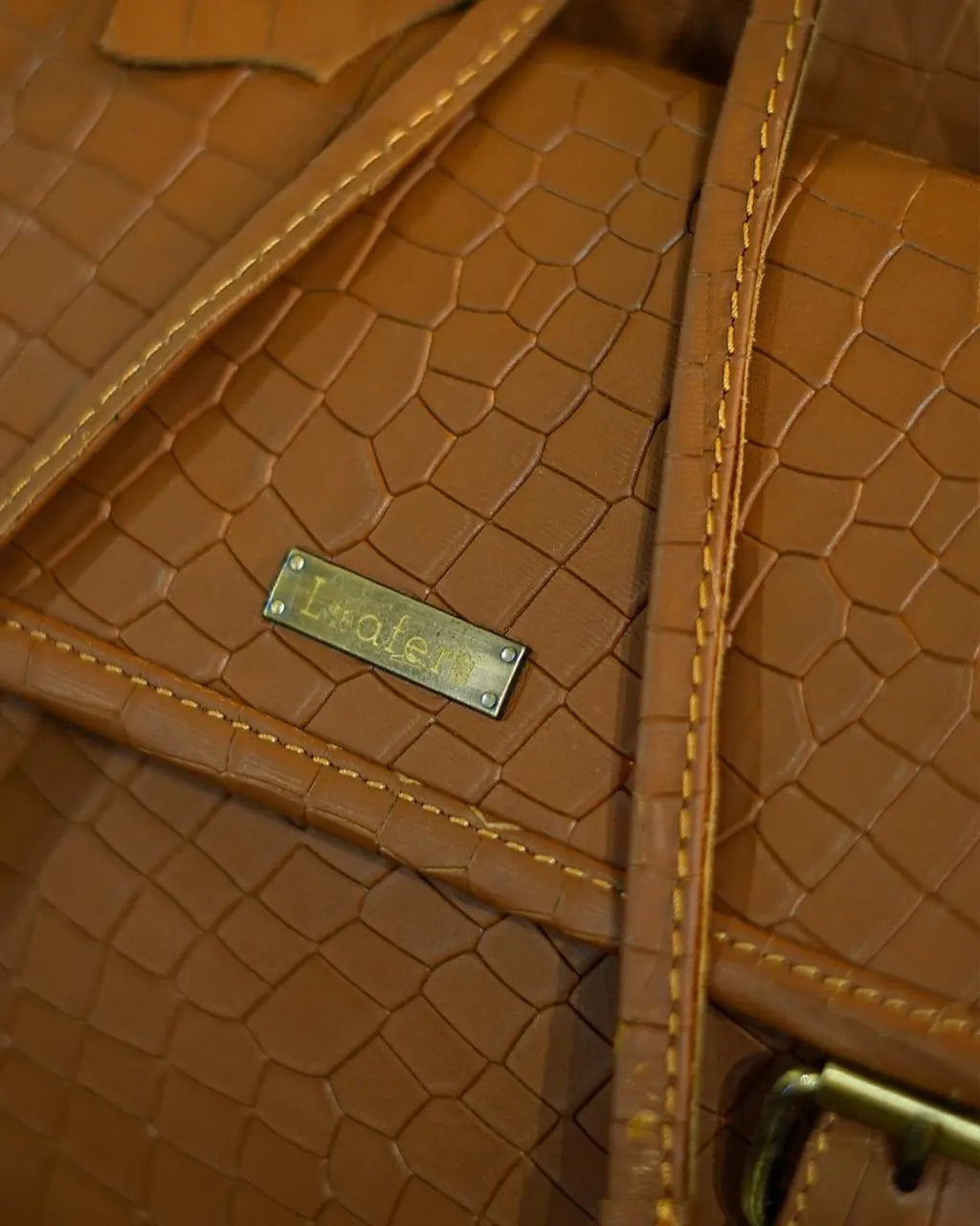 Camel Croco Bagpack Loafers