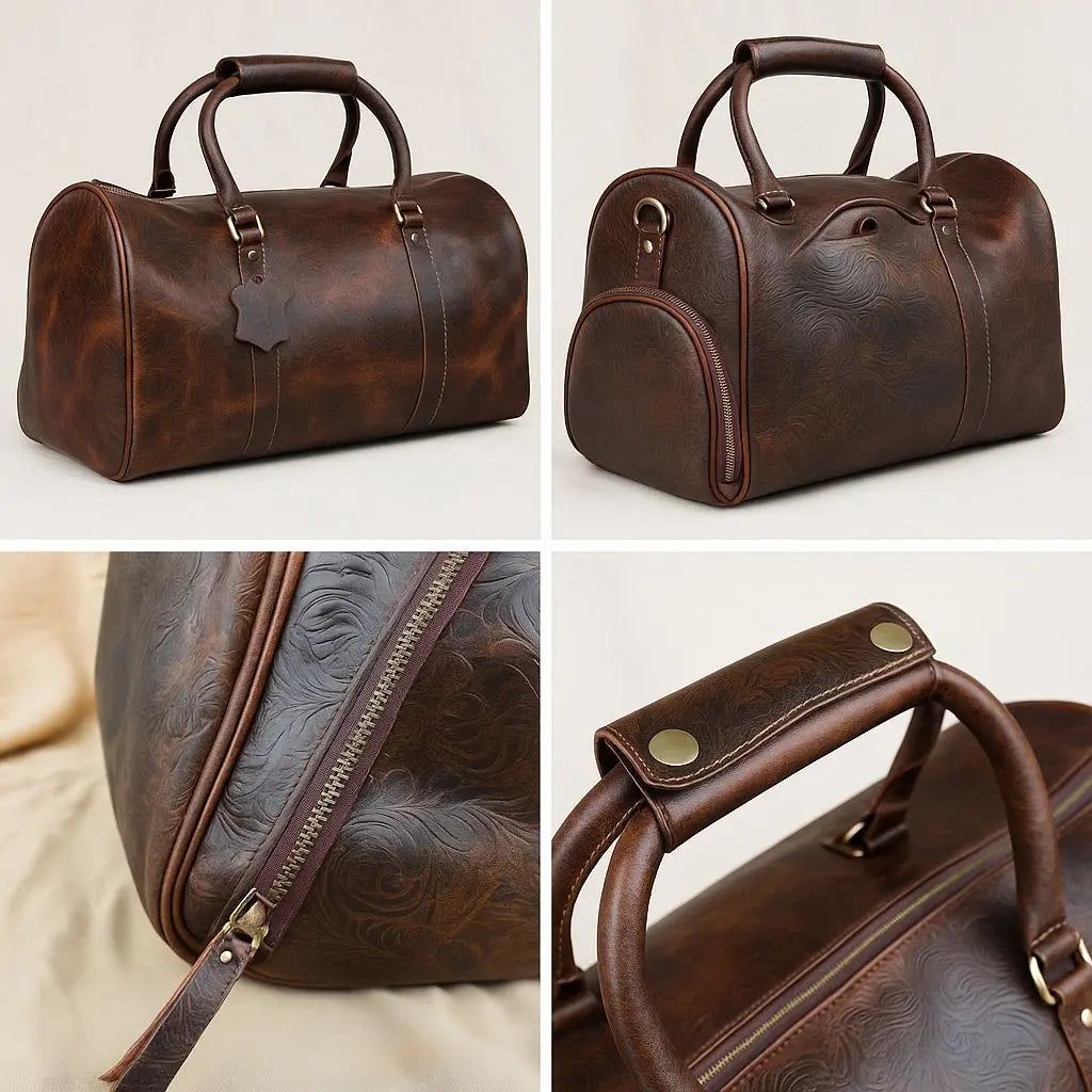 Brown Embossed Duffel Bag Loafers