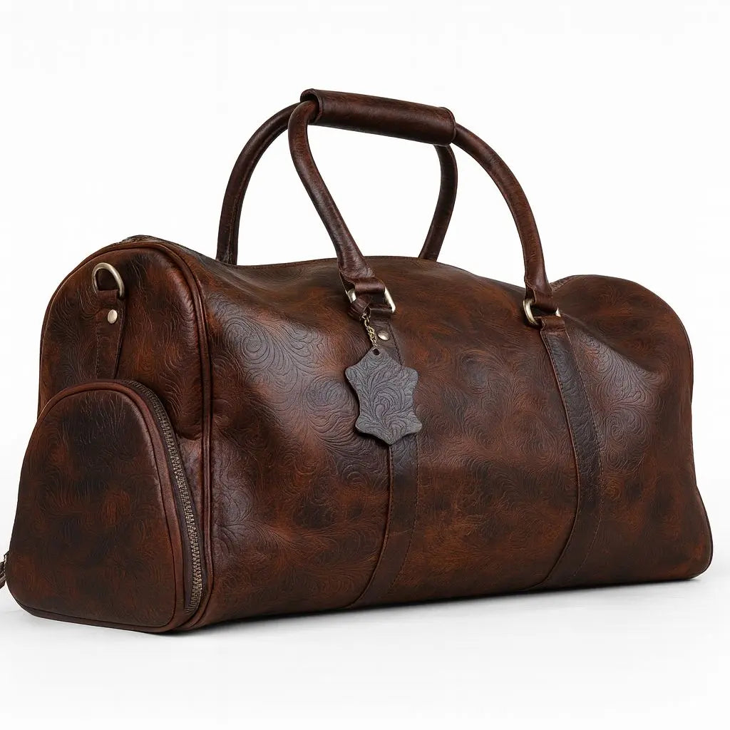 Brown Embossed Duffel Bag Loafers