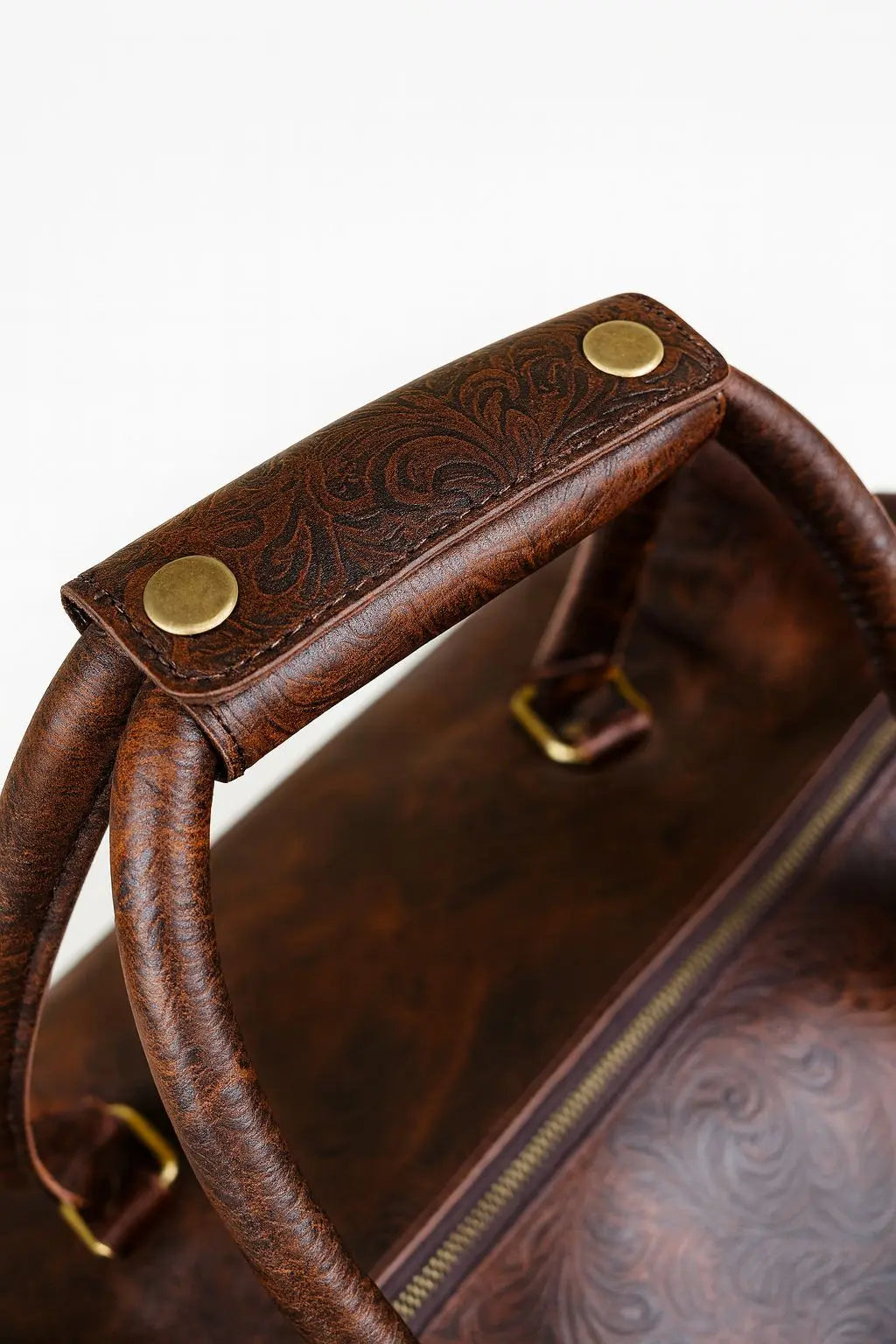 Brown Embossed Duffel Bag Loafers