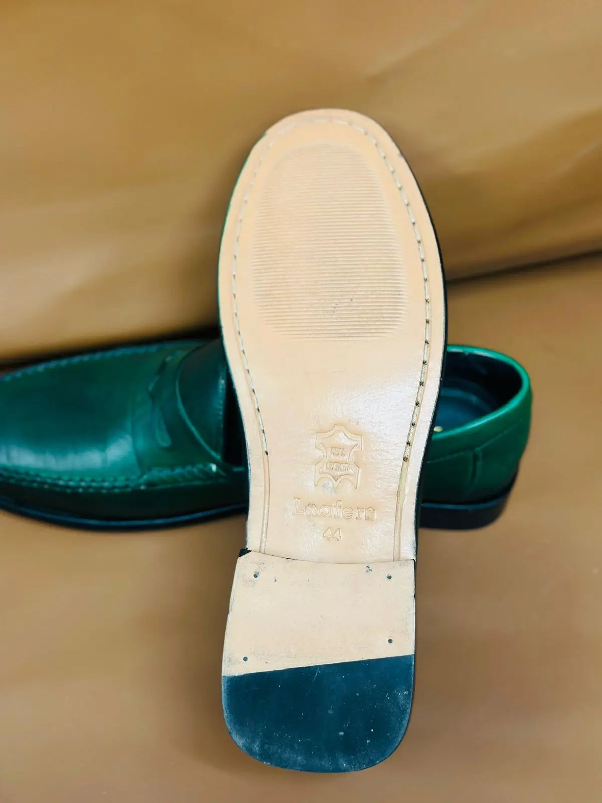 Green Handpainted Moccasin Loafers