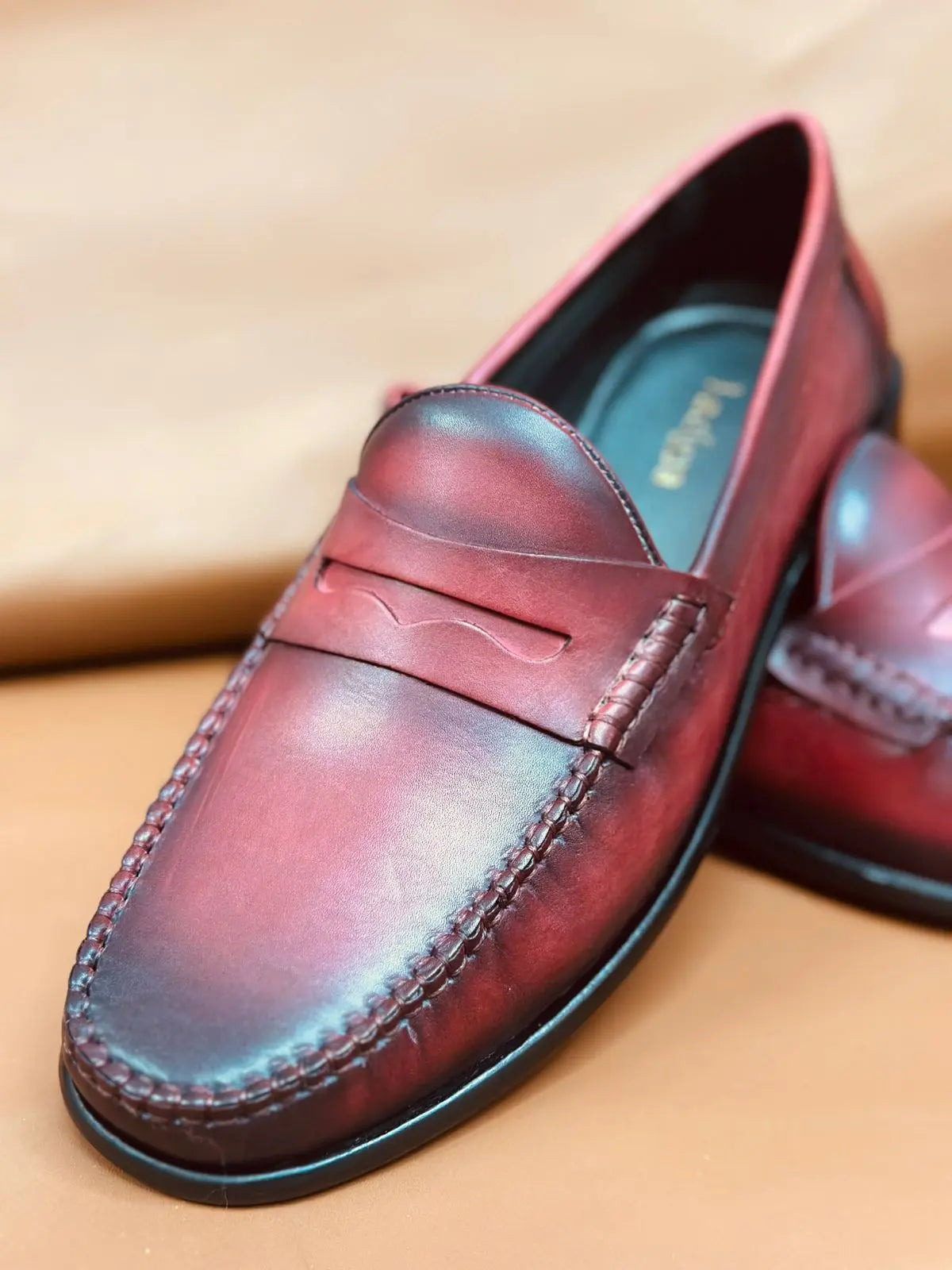 Cherry Handpainted Moccasin Loafers