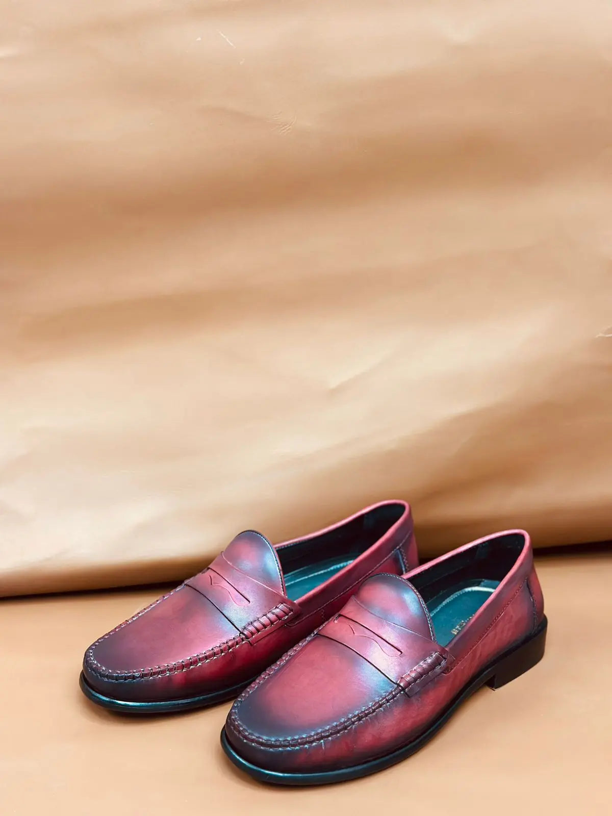 Cherry Handpainted Moccasin Loafers