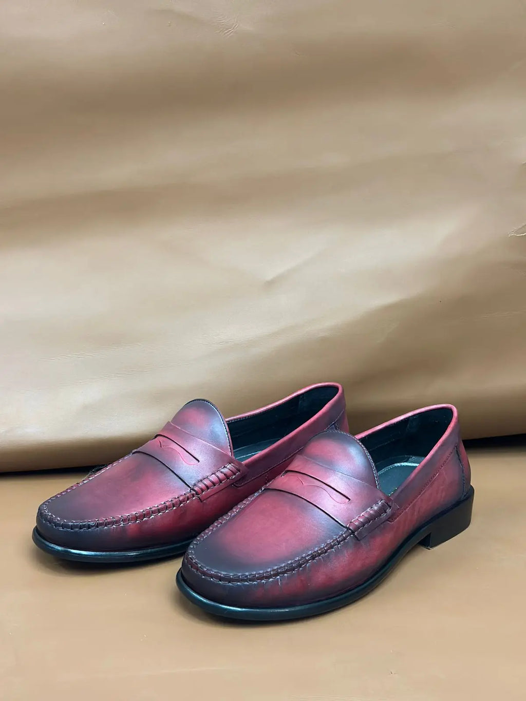 Cherry Handpainted Moccasin Loafers