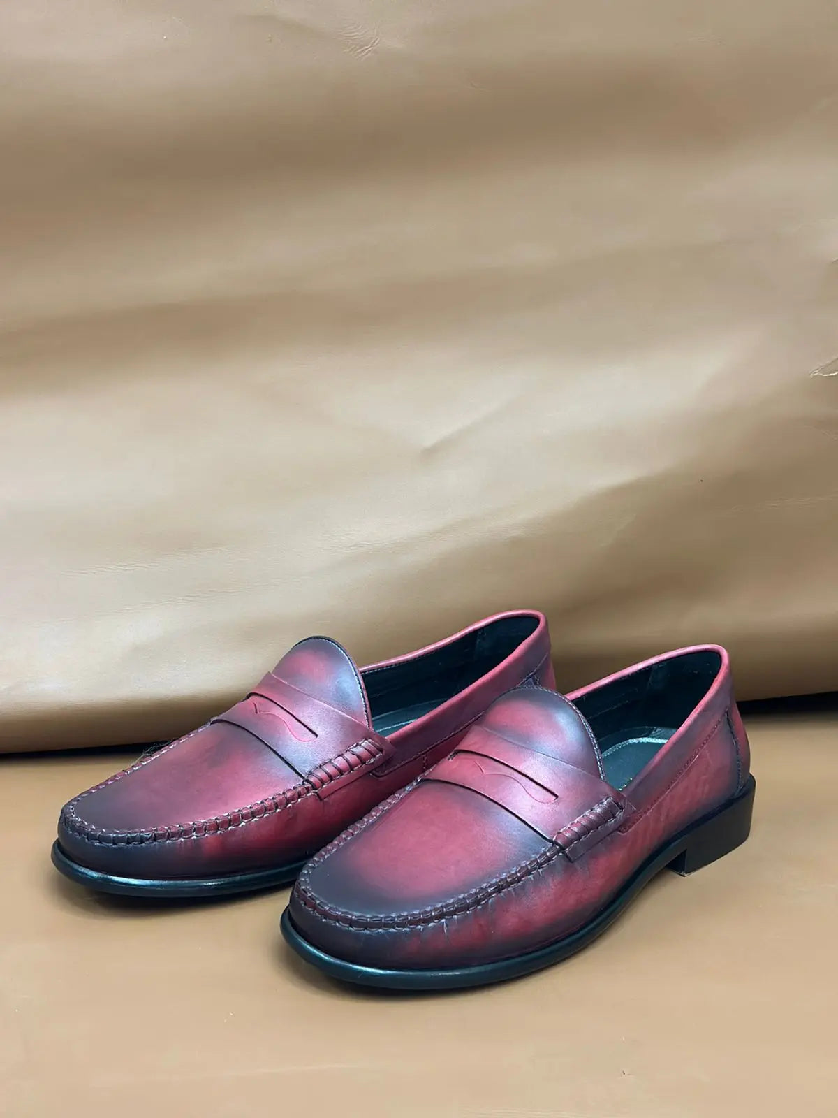 Cherry Handpainted Moccasin Loafers