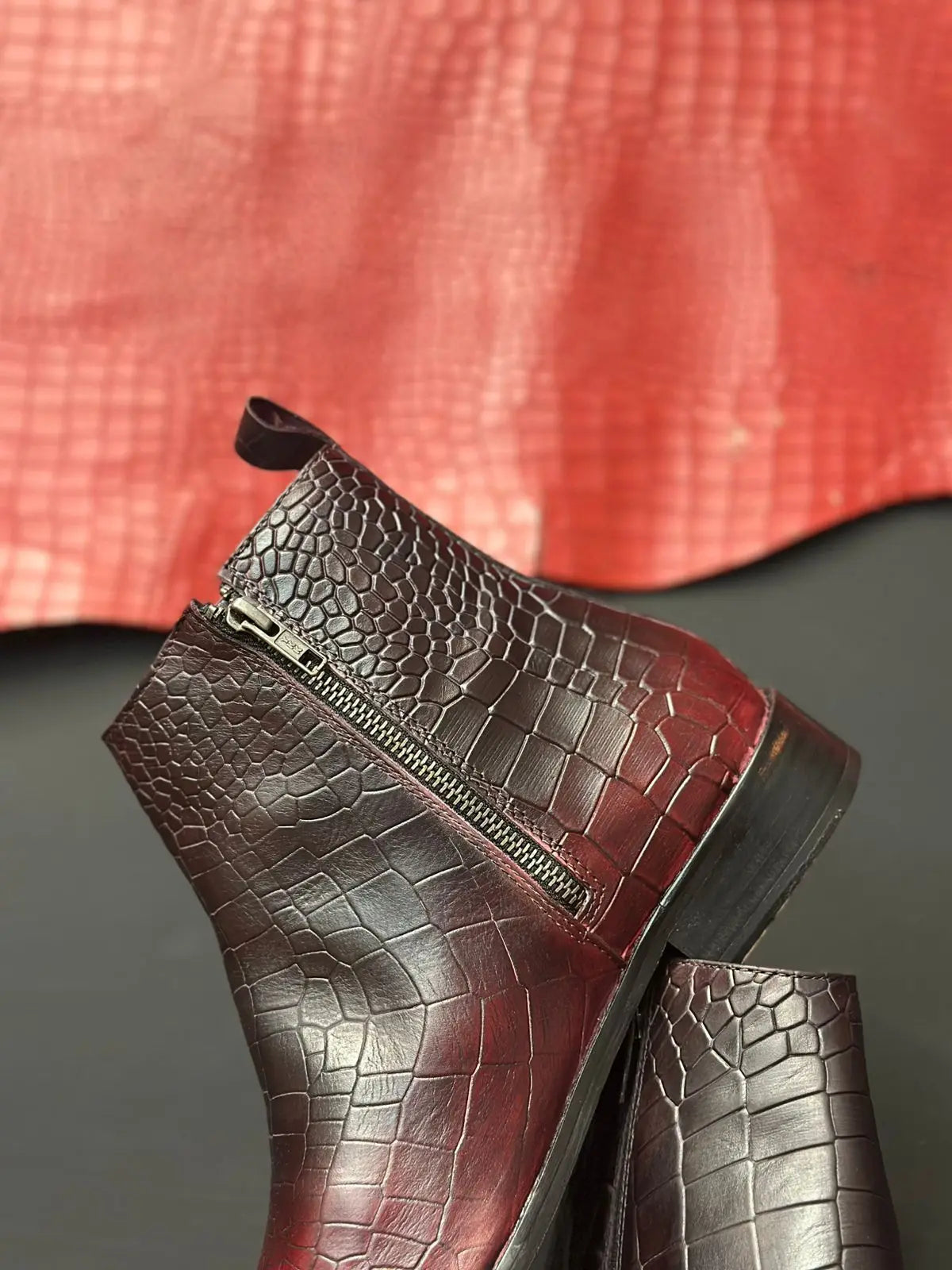 Cherry Croco Handpainted Chelsea Loafers