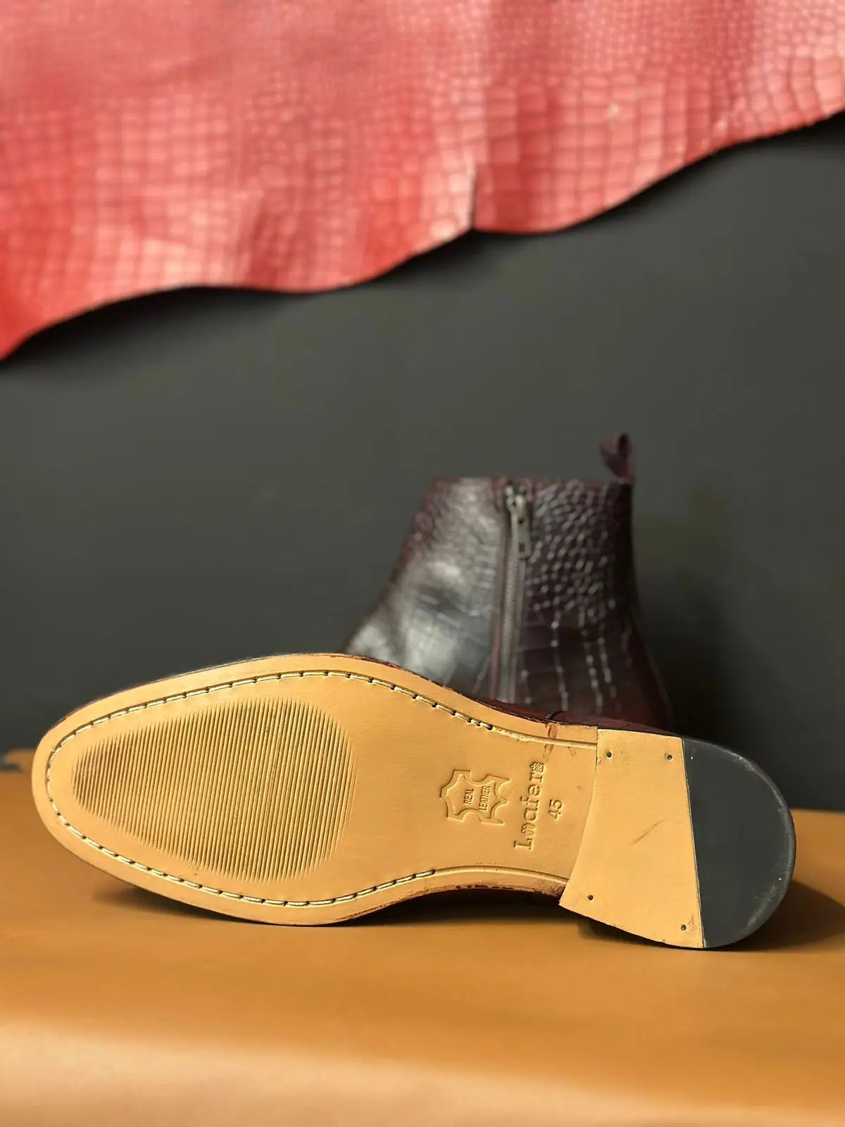 Cherry Croco Handpainted Chelsea Loafers