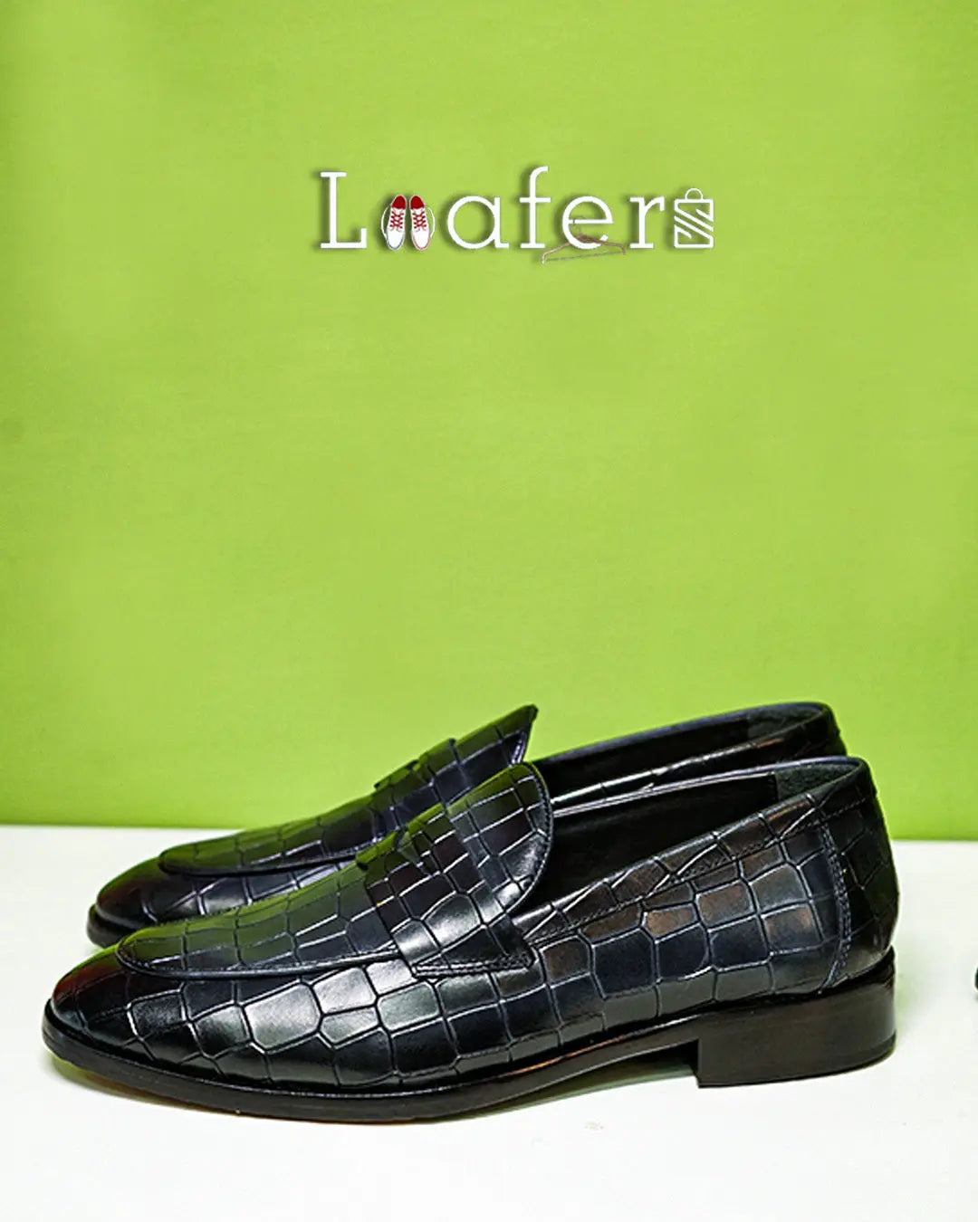 Black Luxe Croco Print Loafers Loafers